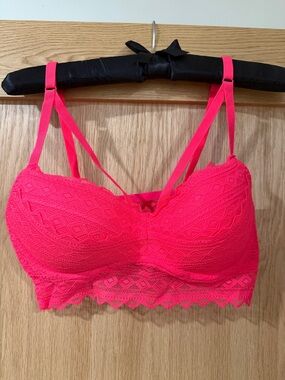 Victoria’s Secret PINK Neon Pink Lace Bra with Adjustable Straps